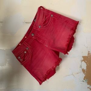 MissMe Red Denim Shorts